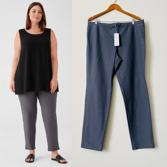 NWT Eileen Fisher 1X Washable Stretch Crepe slim pants in...